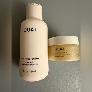 Preowned OUAI Anti-Frizz Crème and OUAI Scalp & Body Scrub Travel Size Hair Care